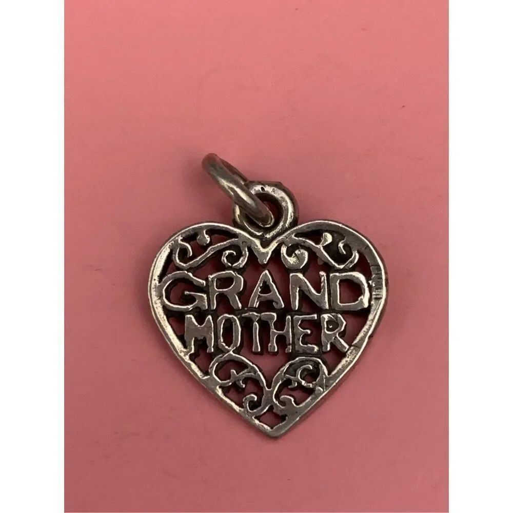 Grandmother on Ornate Heart Sterling Silver Jewelry Charm #valentine